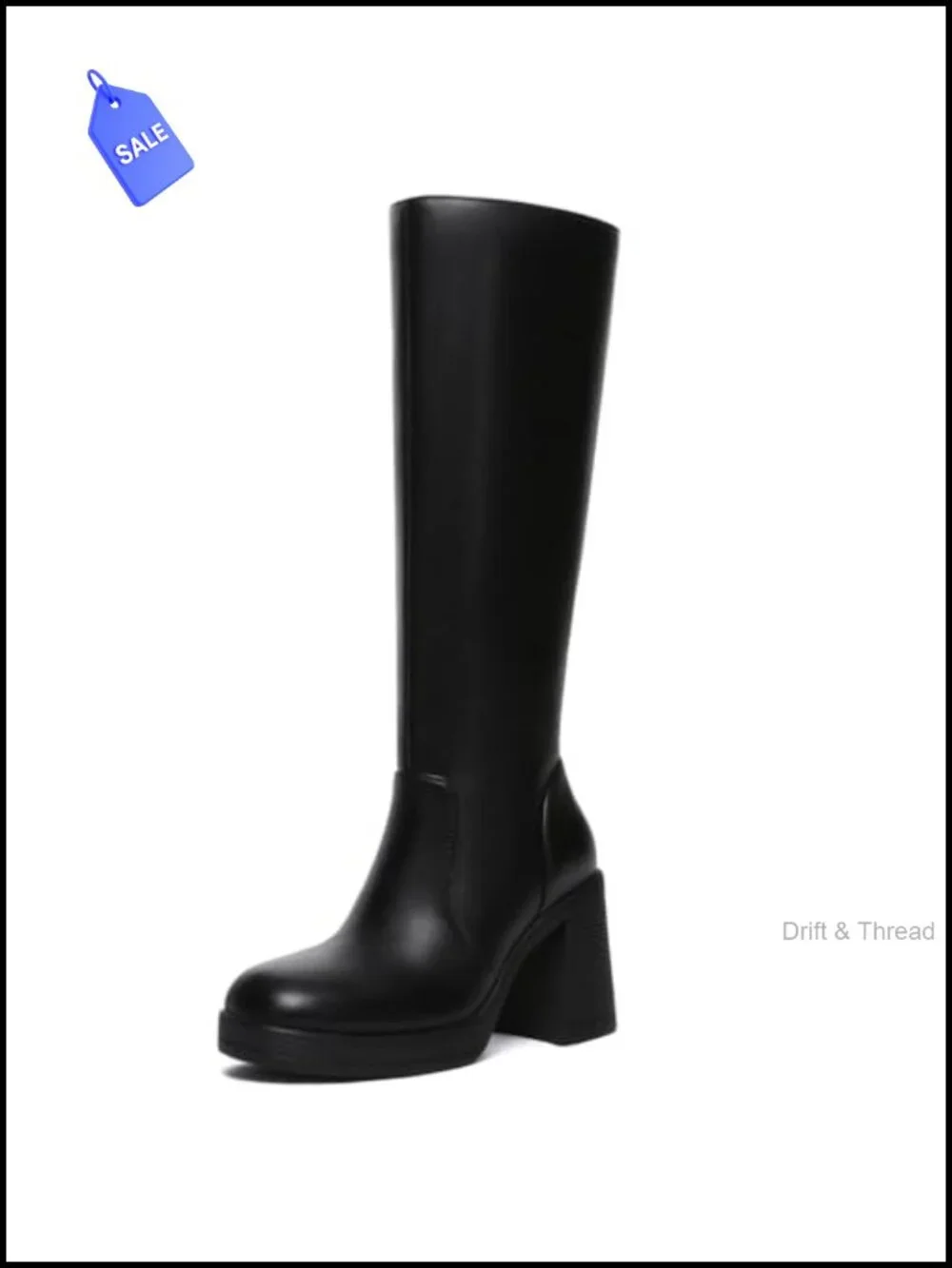 Knee High Boots Women Wide Calf Platform Boots with Side Zipper